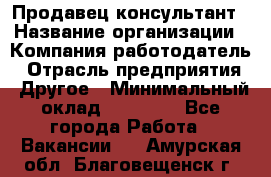 Продавец-консультант › Название организации ­ Компания-работодатель › Отрасль предприятия ­ Другое › Минимальный оклад ­ 12 000 - Все города Работа » Вакансии   . Амурская обл.,Благовещенск г.